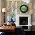 Fresh Forest Light Blue Gold Mural Wallpaper - room preview 05