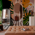 Graphic Leaves & Bold Colors Mural Wallpaper - room preview 05