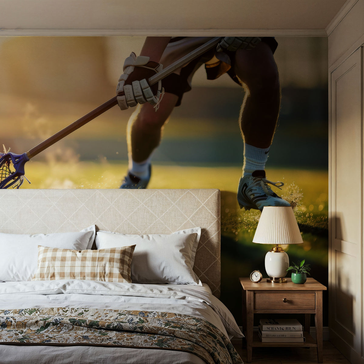 Lacrosse Action Mural Wallpaper - room preview 05
