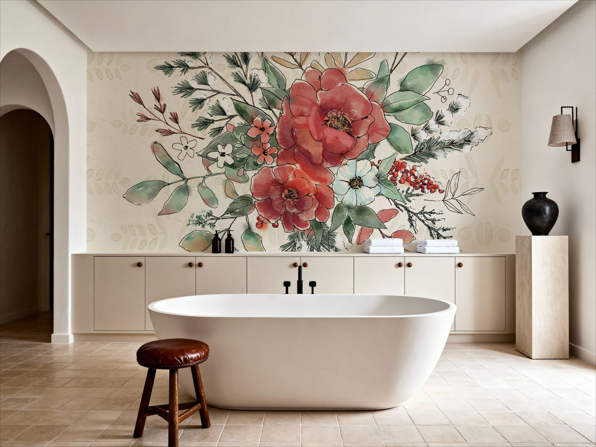 Festive Blooms VIII Mural Wallpaper - room preview 05