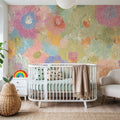 Happy Oil Painted Flowers, Warm Pink Mural Wallpaper - room preview 05