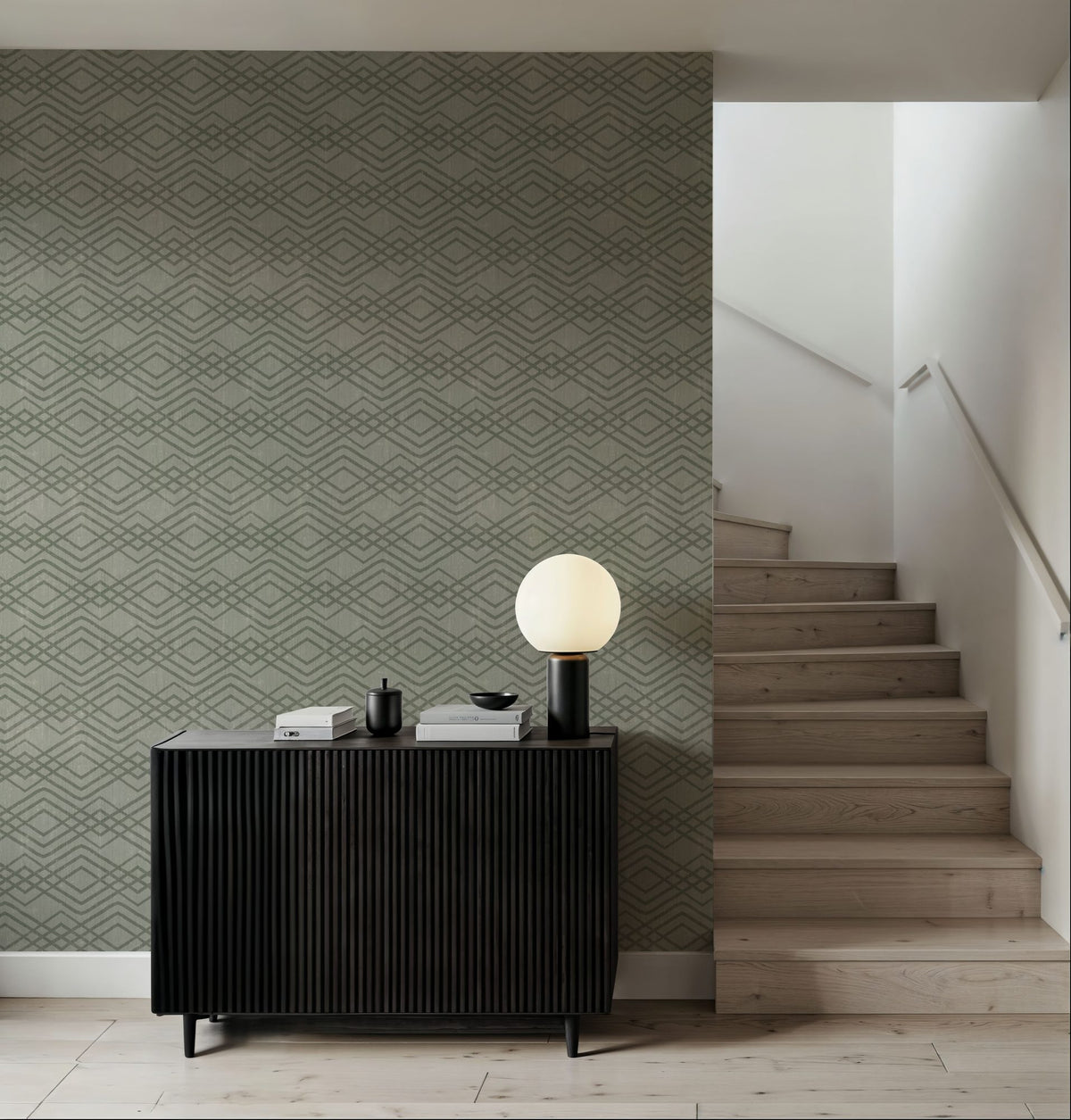 Woodland Waves Gray Mural Wallpaper - room preview 05