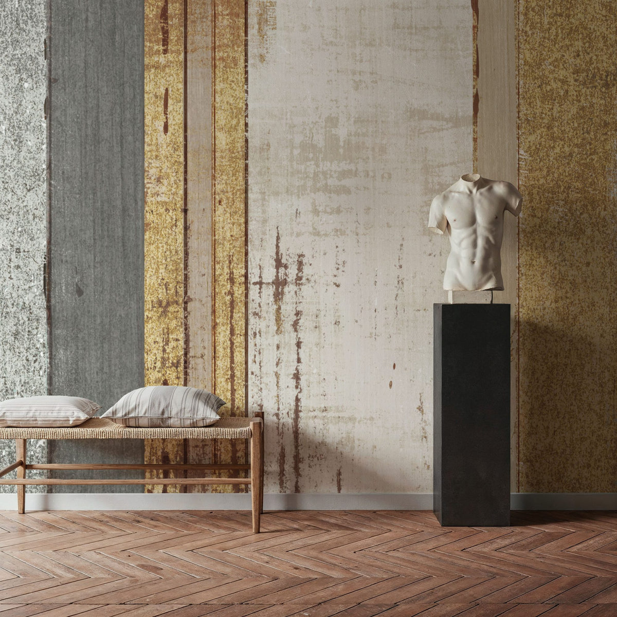 Beachscape VIII Gold Neutral Mural Wallpaper - room preview 05