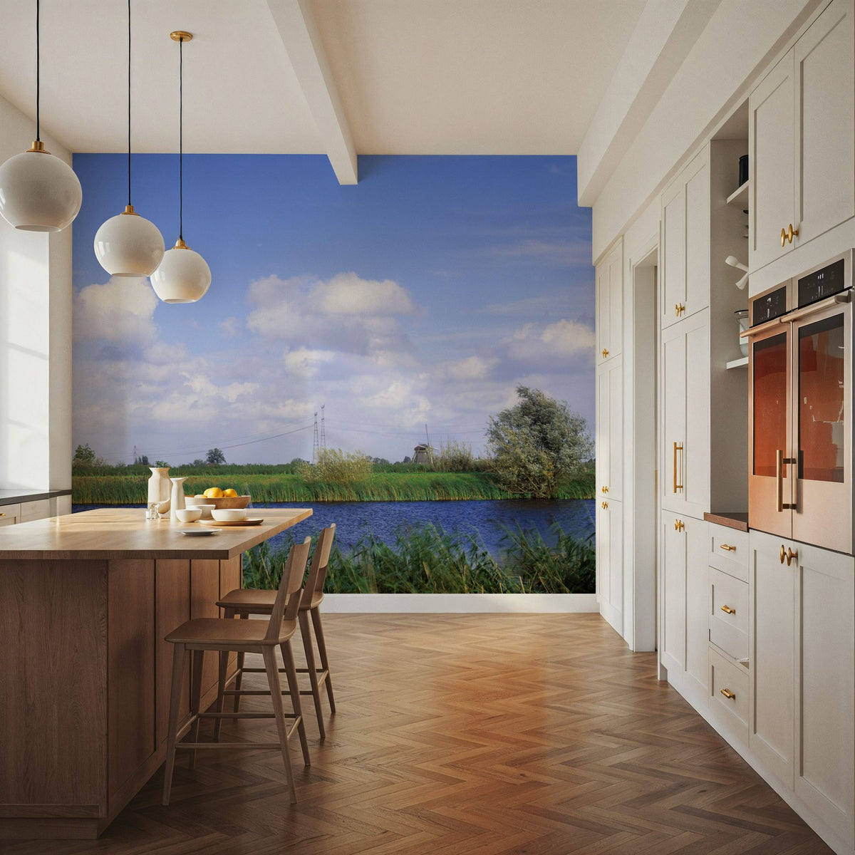 Dutch Riverside Windmill Mural Wallpaper - room preview 05