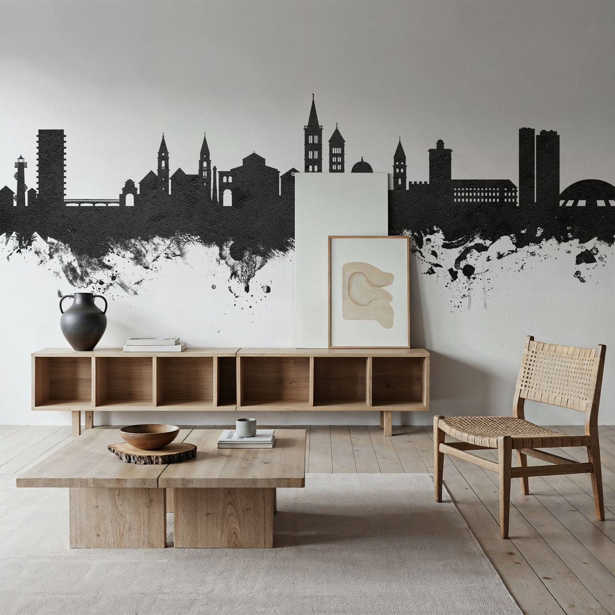 Zadar Croatia Skyline Black & White Mural Wallpaper - room preview 05