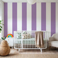 Scalloped Circus Stripes, Purple Mural Wallpaper - room preview 05