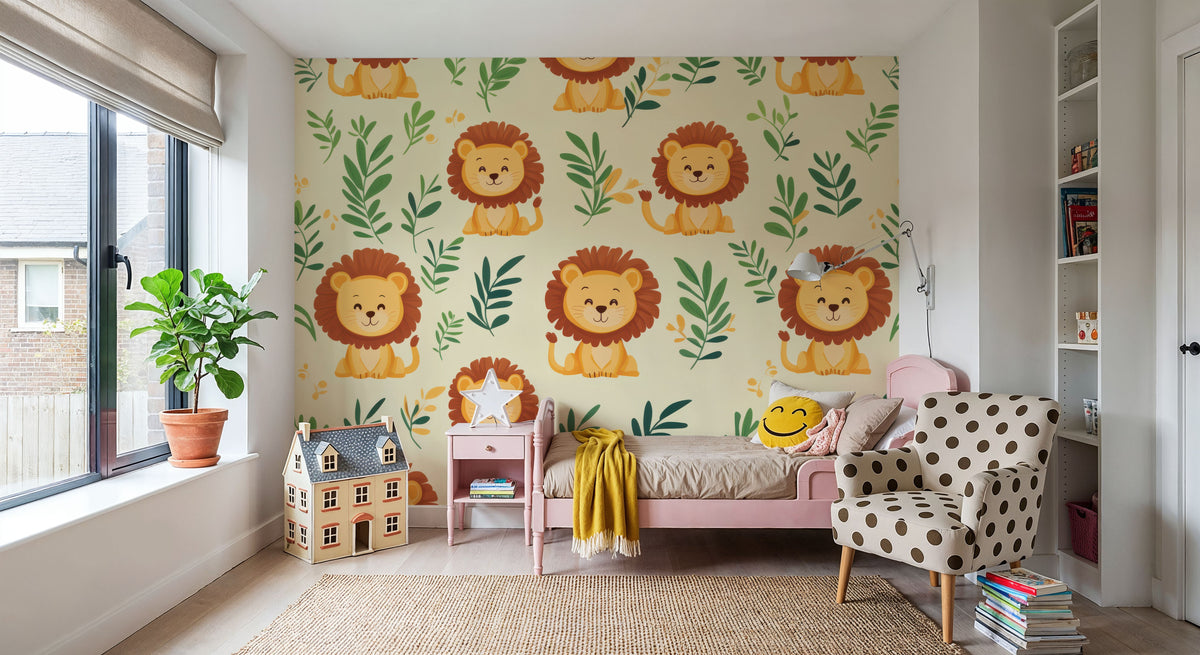 Lion Room Mural Wallpaper - room preview 05