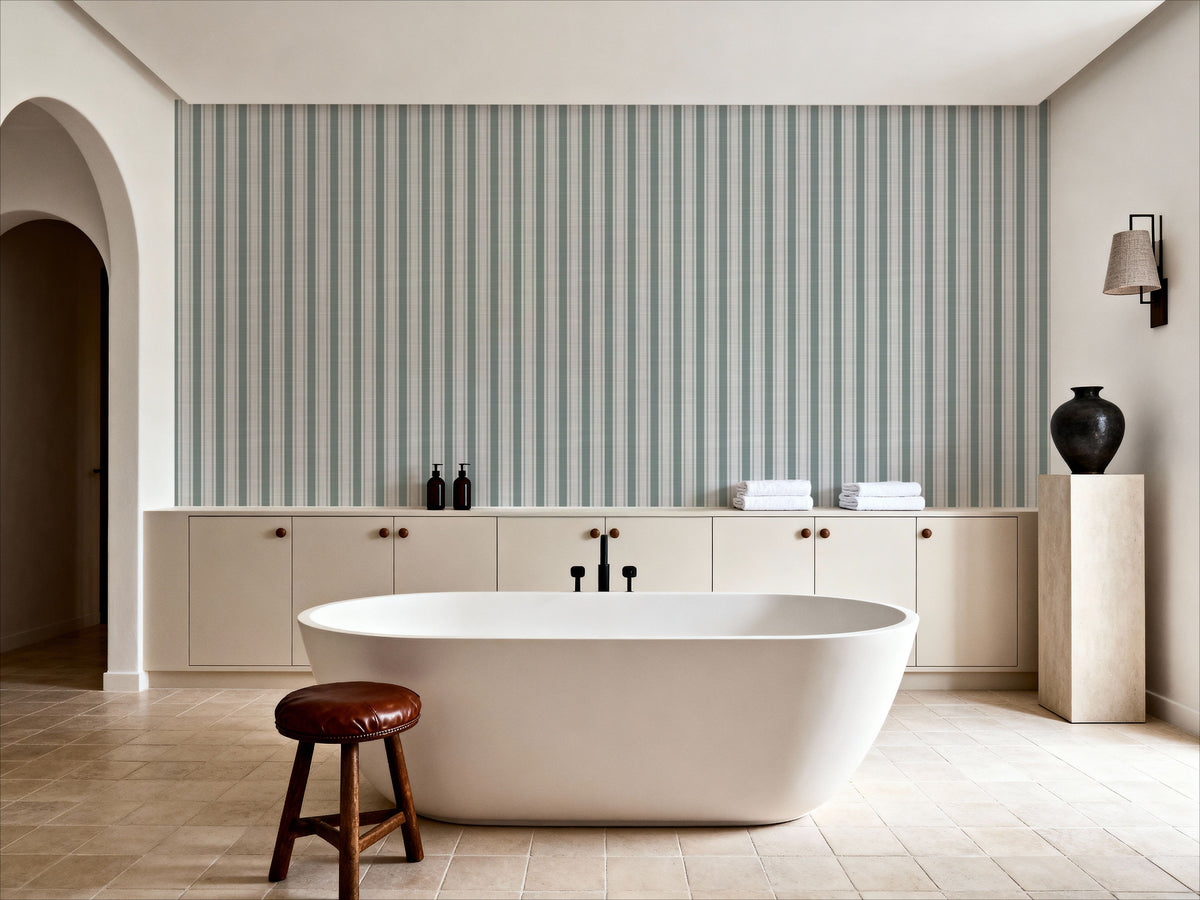 Les Andelys Vertical, Duck Egg Mural Wallpaper - room preview 05