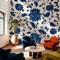 Chinese Ornament, Blue Flowers Mural Wallpaper - room preview 05