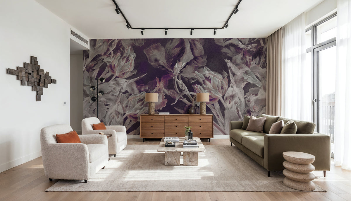 Tulips Feast, Plum Mural Wallpaper - room preview 05