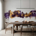 Milton Keynes England Skyline Purple & Gold Mural Wallpaper - room preview 05