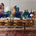 Shreveport Louisiana Skyline Blue & Bronze Mural Wallpaper - room preview 05