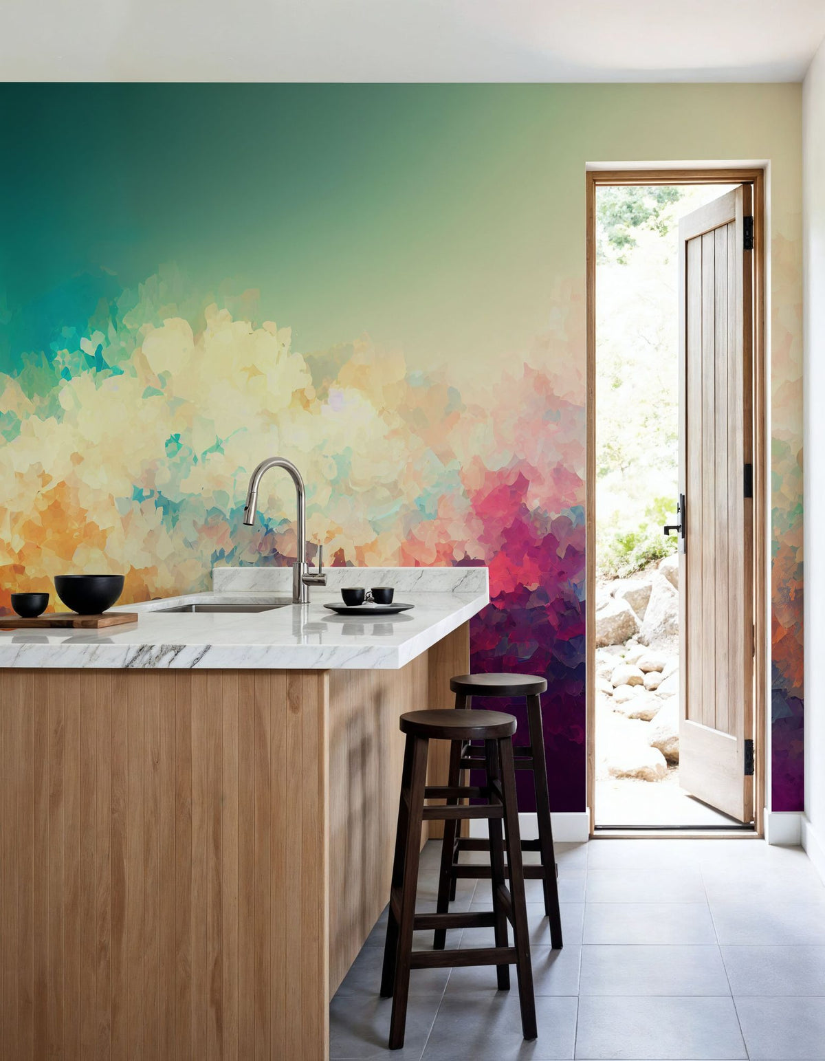 Rainbow Clouds Mural Wallpaper - room preview 05
