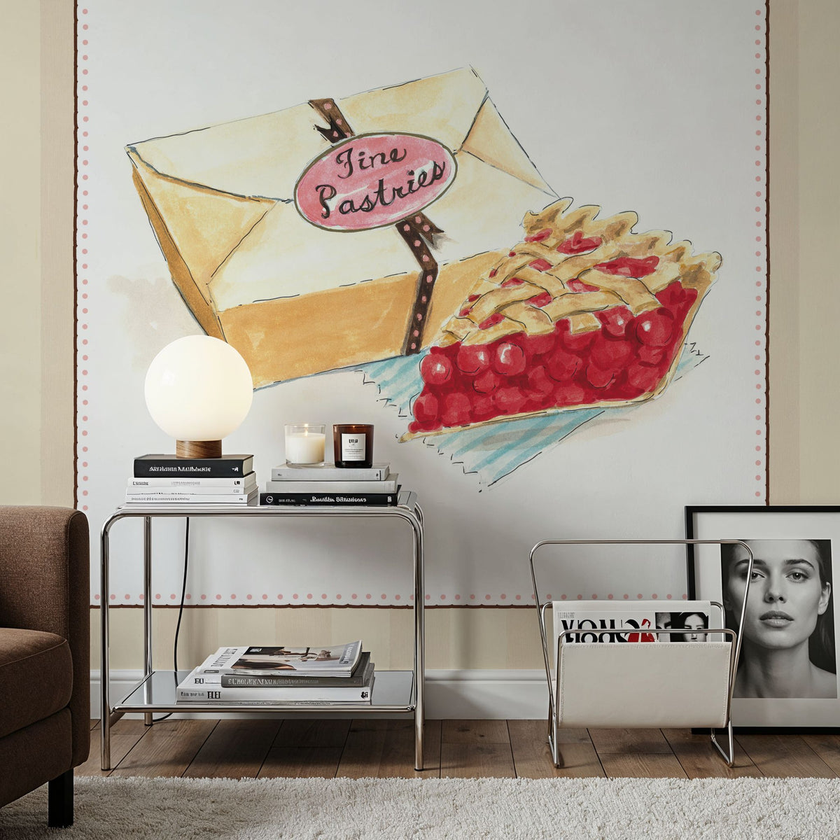 Slice of Pie on Stripes Mural Wallpaper - room preview 05