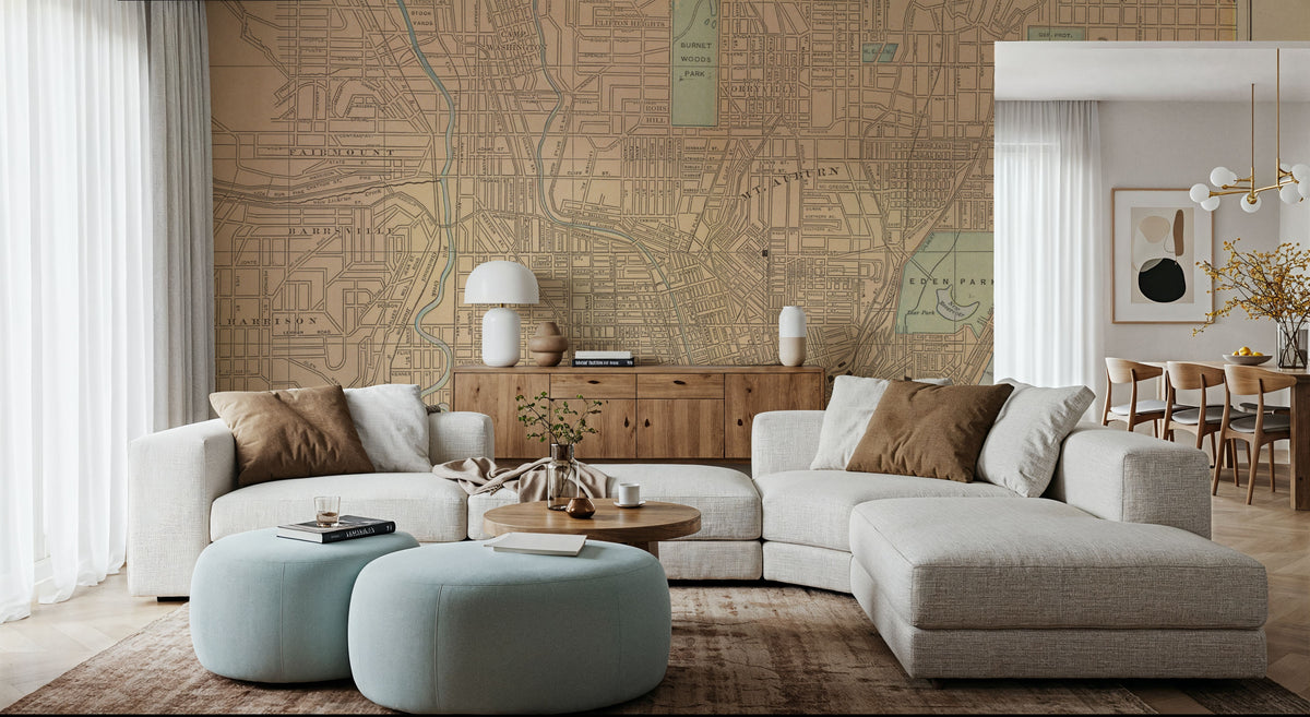 Map of Cincinnati Mural Wallpaper - room preview 05