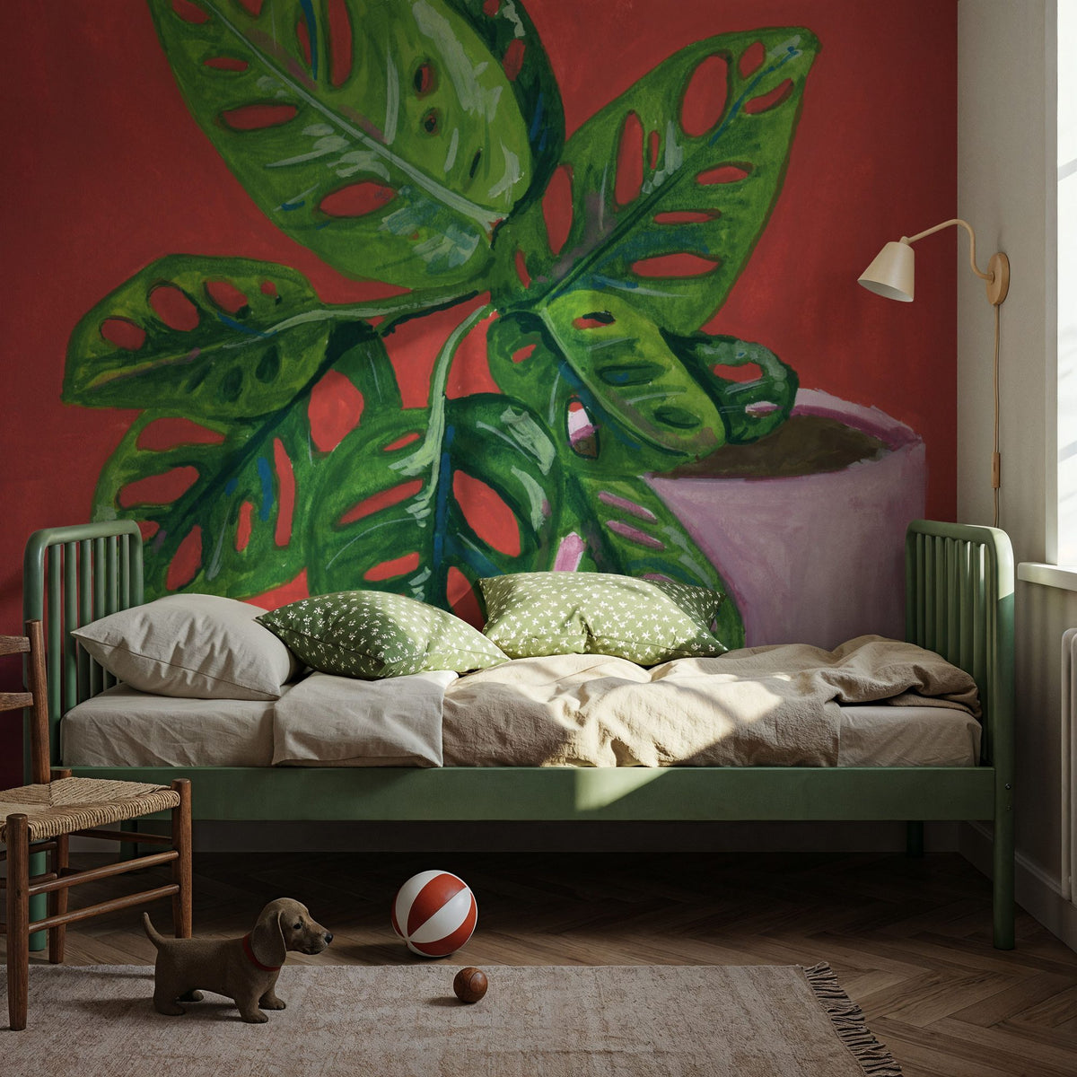 Monstera Study Mural Wallpaper - room preview 05