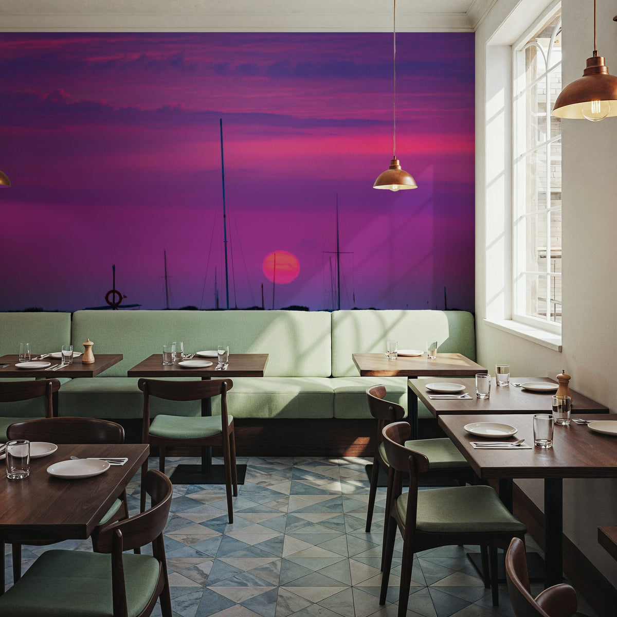 Boat Sunset Mural Wallpaper - room preview 05