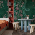 Peacock and Peony Chinoiserie Bottle Green Mural Wallpaper - room preview 05