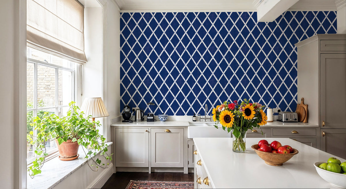 Sino Shapes Blue Mural Wallpaper - room preview 05