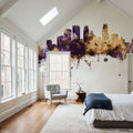 Minneapolis Minnesota Skyline Purple & Gold Mural Wallpaper - room preview 05