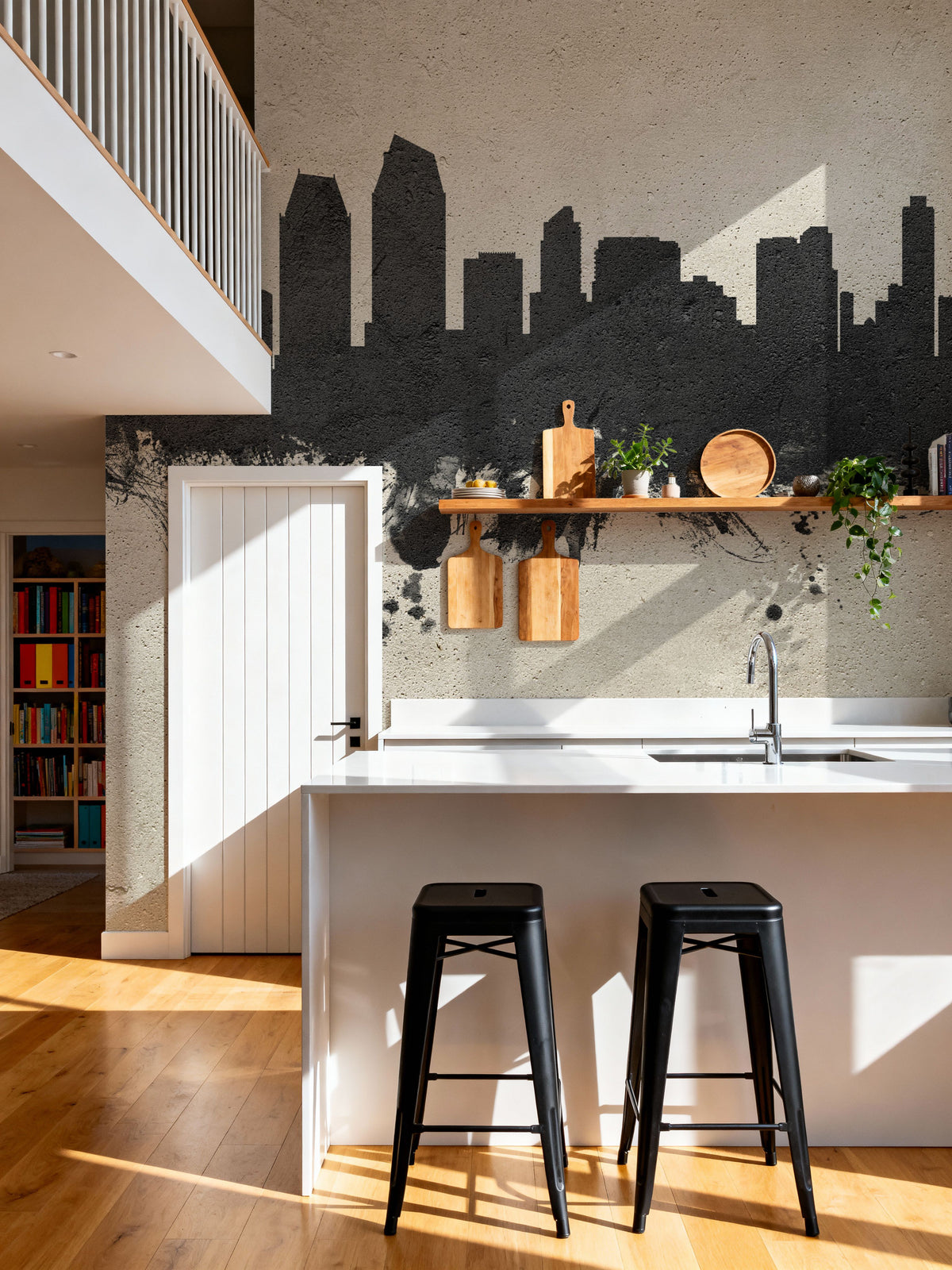 San Diego California Skyline Concrete Mural Wallpaper - room preview 05