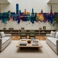 Karlsruhe Germany Skyline Blue & Bronze Mural Wallpaper - room preview 05