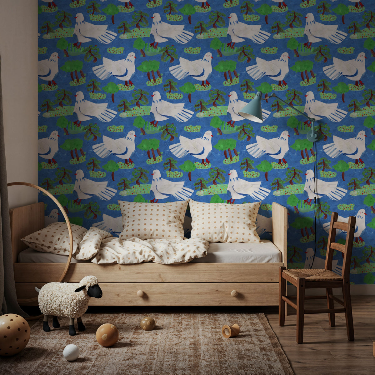 Blue Dove Orchard Mural Wallpaper - room preview 05