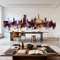 Rostock Germnay Skyline Purple & Gold Mural Wallpaper - room preview 05