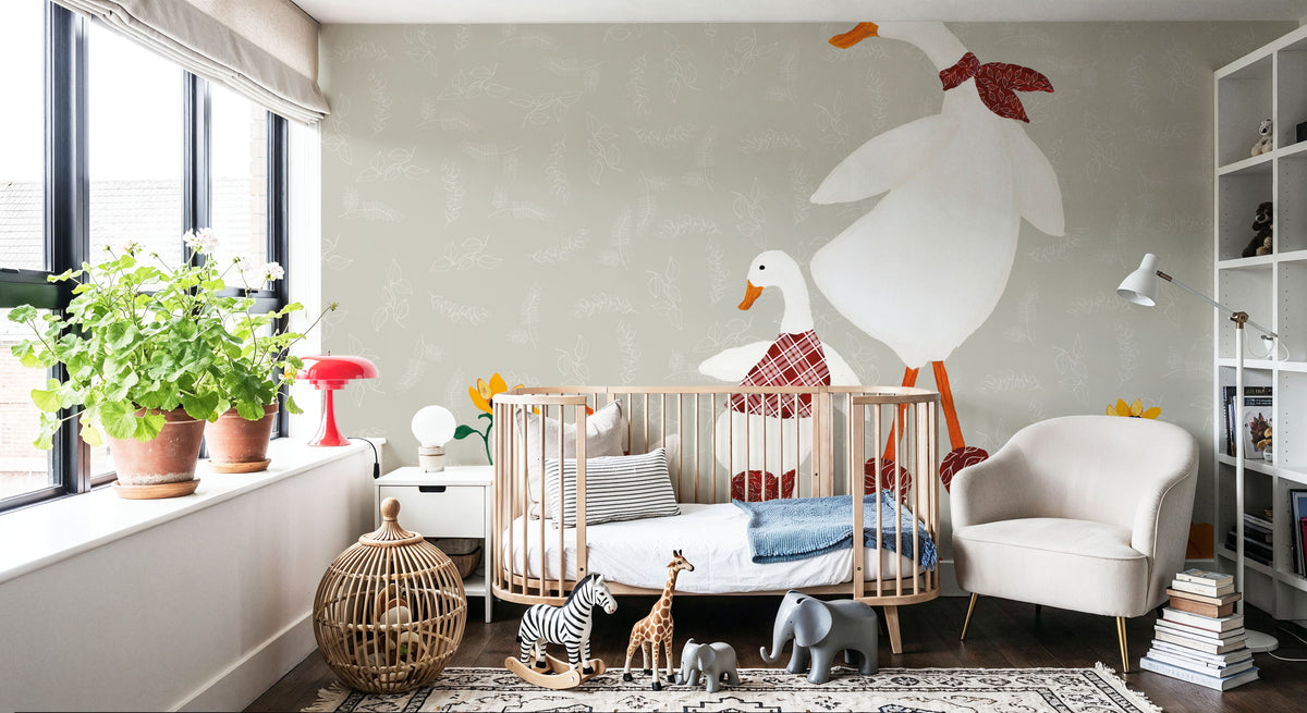 Ducks in the Pumpkin Patch IX Mural Wallpaper - room preview 05