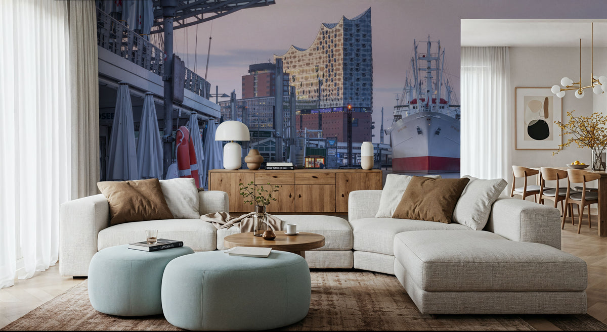 Harbor Clock Mural Wallpaper - room preview 05