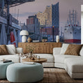 Harbor Clock Mural Wallpaper - room preview 05