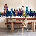 Kingston Upon Thames England Skyline Blue & Bronze Mural Wallpaper - room preview 05