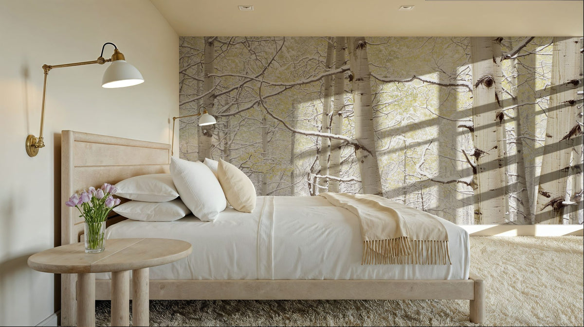 Winter Birch Forest Mural Wallpaper - room preview 05