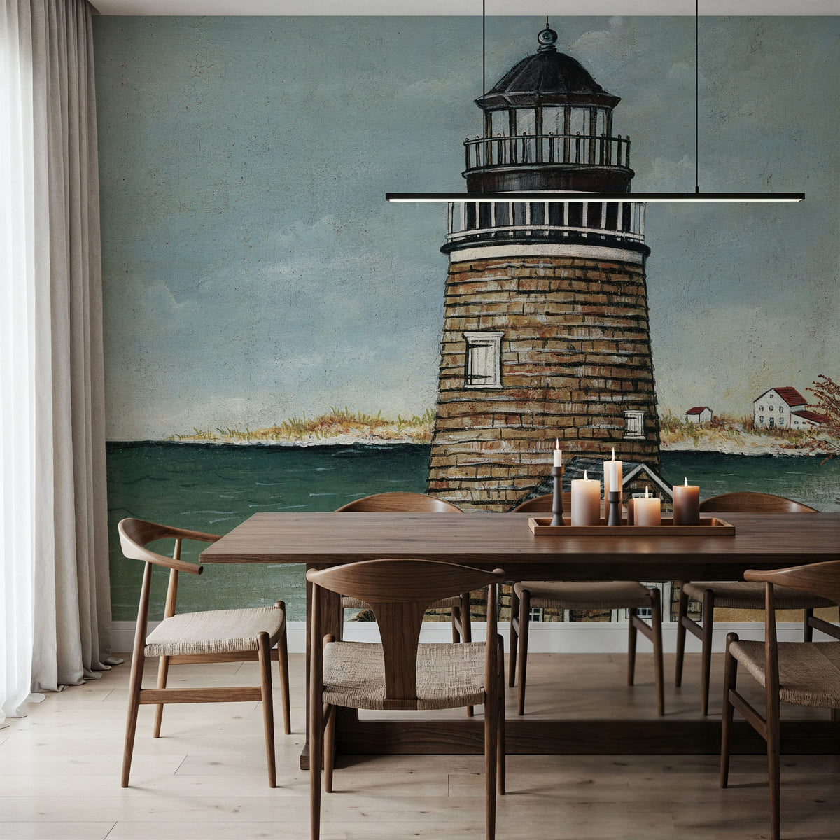 Beach House Mural Wallpaper - Neutral Tone - room preview 05