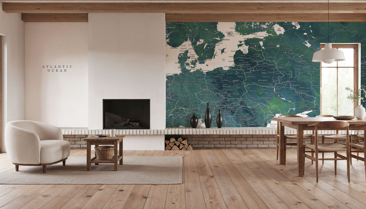 Europe Map Detailed - Nyla Mural Wallpaper - room preview 05
