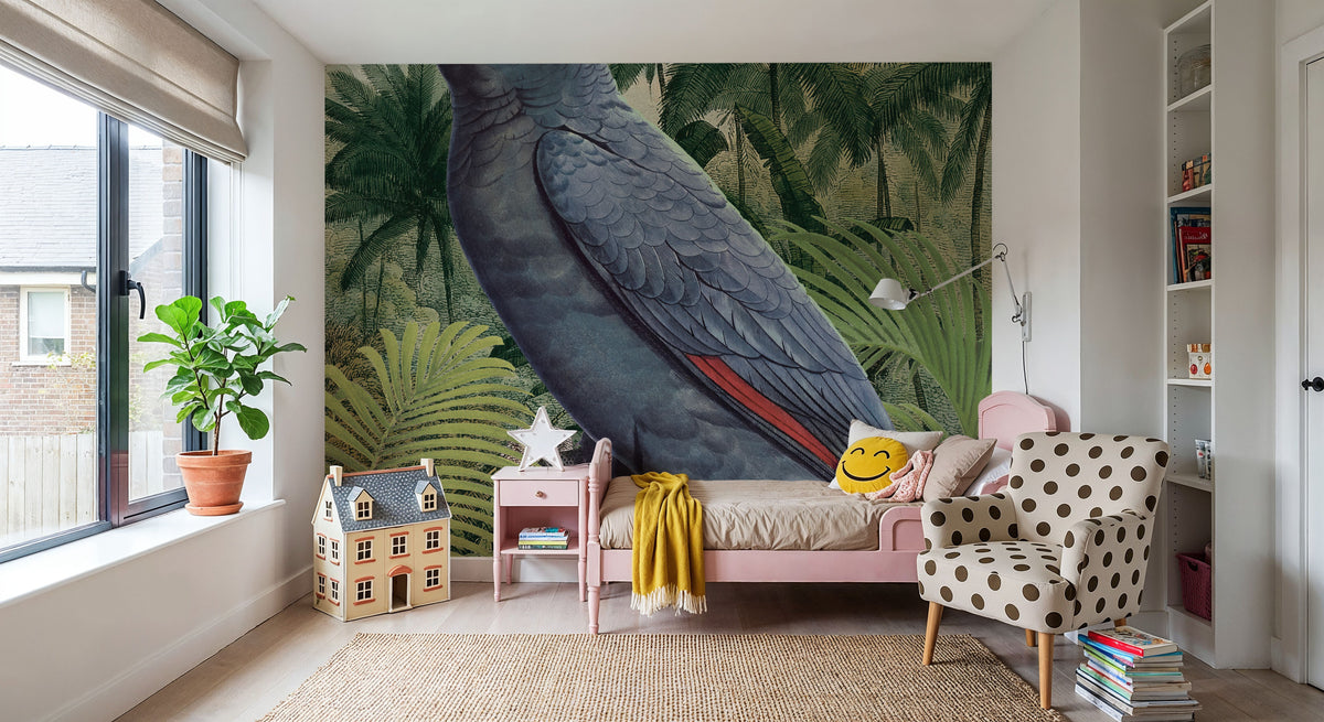 Jungle Parrot II Blue Mural Wallpaper - room preview 05