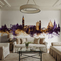 Venice Itay Skyline Purple & Gold Mural Wallpaper - room preview 05