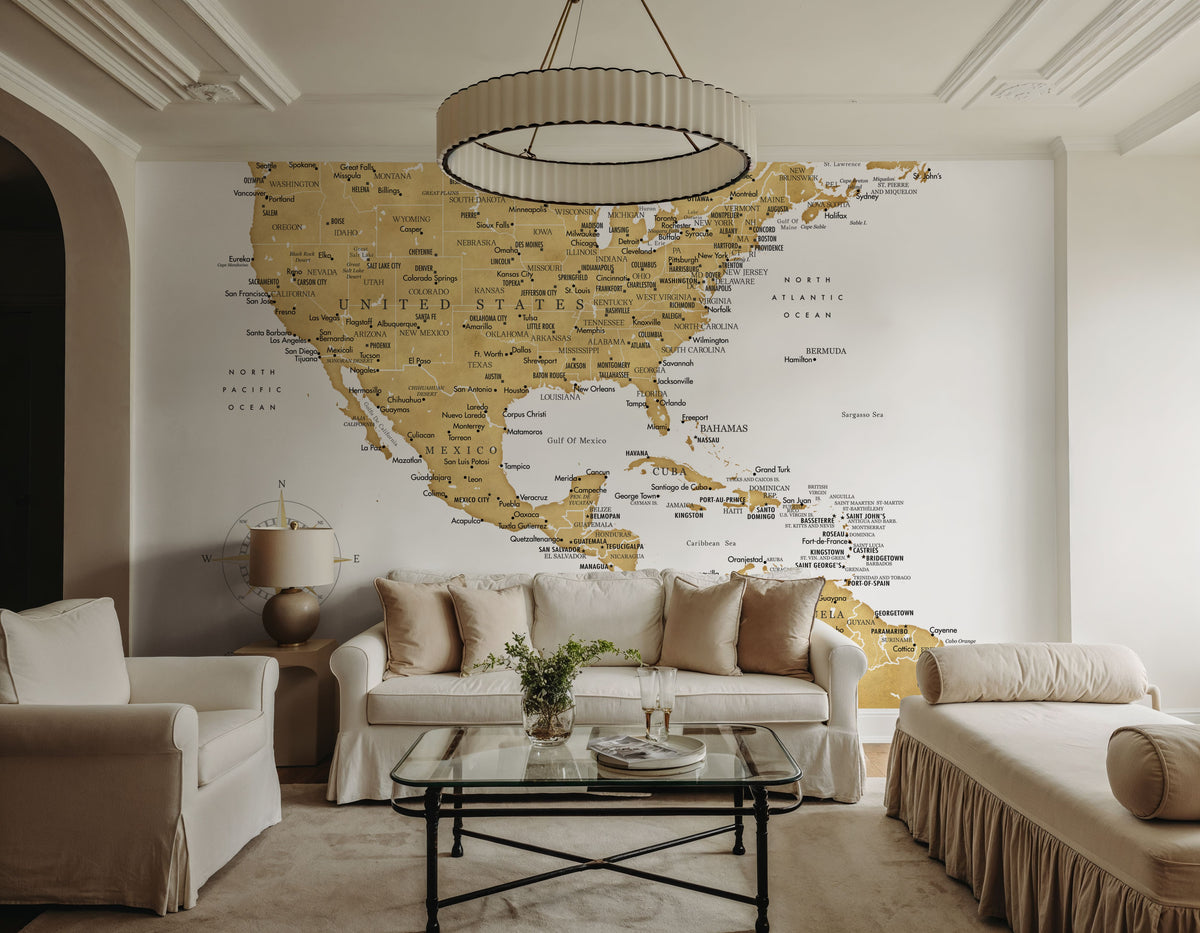 US Mexico Caribbean Map - Rosie Mural Wallpaper - room preview 05