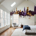 Southampton England Skyline Purple & Gold Mural Wallpaper - room preview 05