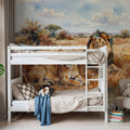 Lions II - Watercolor Predators Series Mural Wallpaper - room preview 05