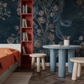 Peacock and Peony Chinoiserie Navy Mural Wallpaper - room preview 05