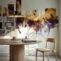 Indianapolis Indiana Skyline Purple & Gold Mural Wallpaper - room preview 05