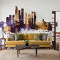 Colombo Sri Lanka Skyline Purple & Gold Mural Wallpaper - room preview 05