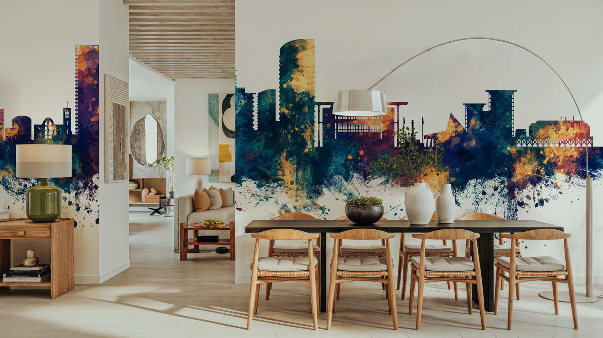 Darwin Australia Skyline Blue & Bronze Mural Wallpaper - room preview 05