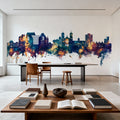 St John's Canada Skyline Blue & Bronze Mural Wallpaper - room preview 05