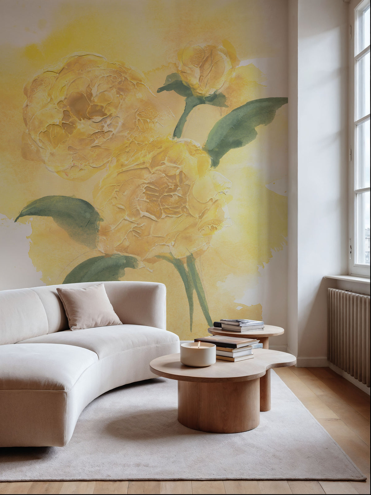 Dimensional Peony II Mural Wallpaper - room preview 05