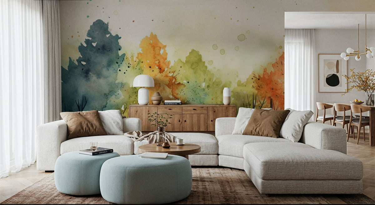 Watercolor Fall Mural Wallpaper - room preview 05