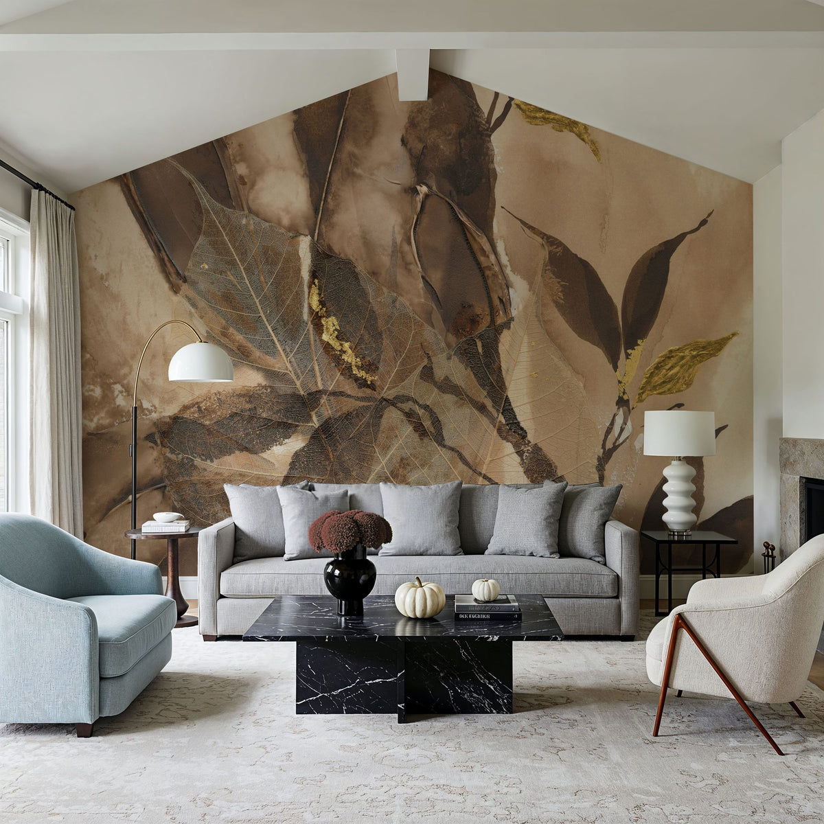 Gilded Leaf Collage II Mural Wallpaper - room preview 05
