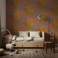 Cool Fluid Flowers, Muted Mural Wallpaper - room preview 05