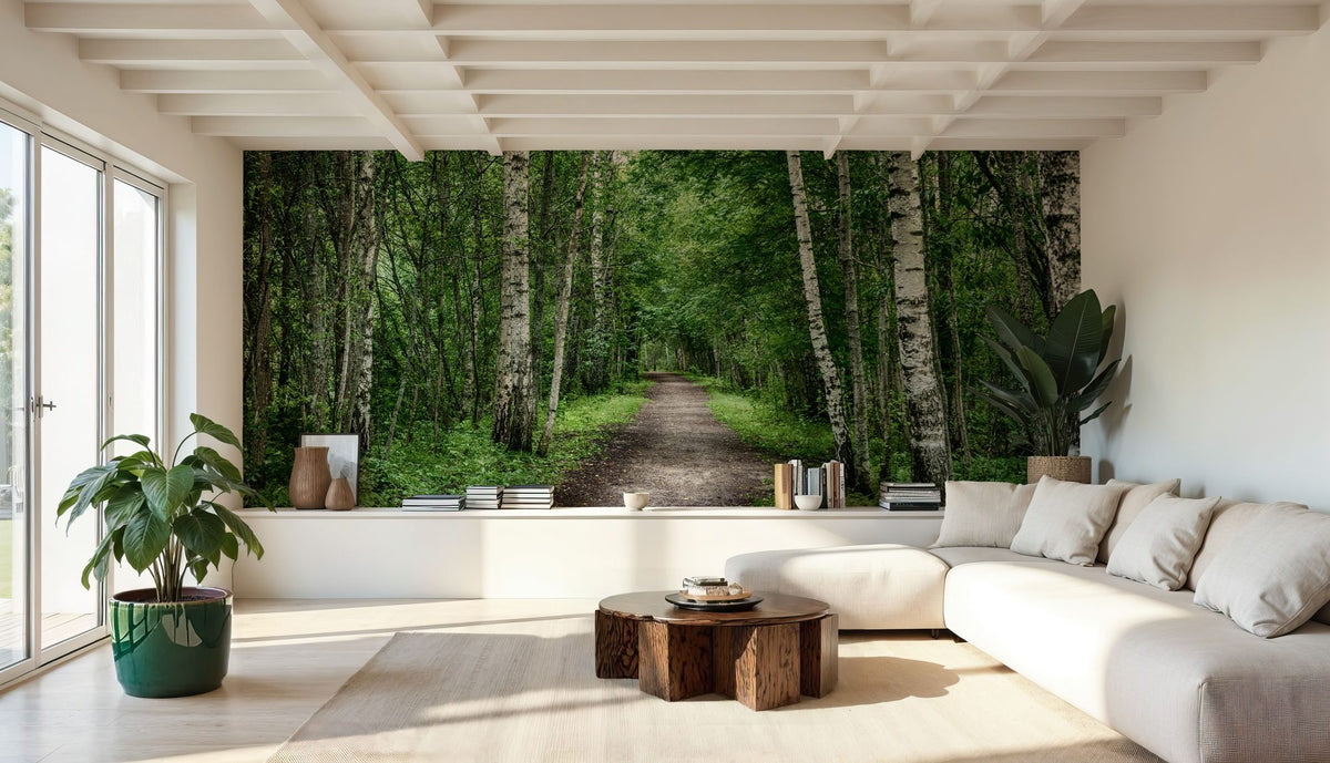 Dark Birch Forest Mural Wallpaper - room preview 05